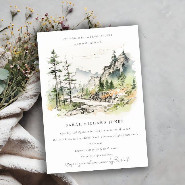 Invitación Bosque paisajístico de montaña Woods Shower Bridal (Subido por el creador)