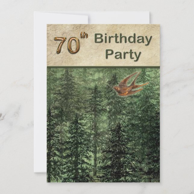 Invitación Bosque para la fiesta de cumpleaños de los árboles (Anverso)