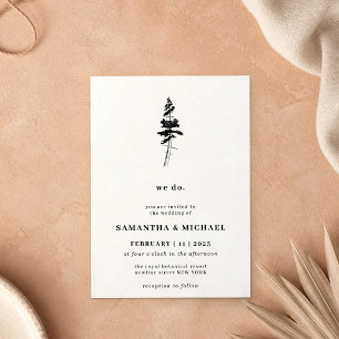Invitación Bosque Pino Negro Blanco Rústico hacemos