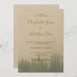 Invitación Bosque/Pinos de Montaña Boda Rústico