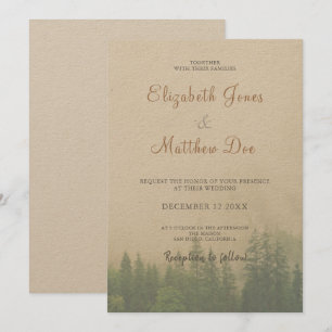 Invitación Bosque/Pinos de Montaña Boda Rústico