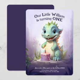 Invitación Bosque púrpura de dinosaurio | Cumpleaños de Dino 