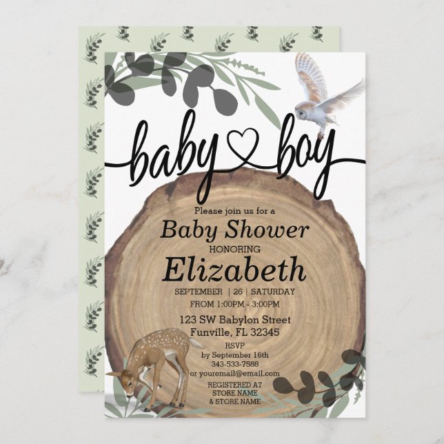 Invitación Bosque rústico (Anverso / Reverso)