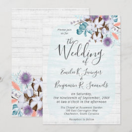 Invitación Bosque rústico botánico de algodón del sur