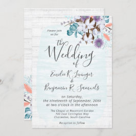 Invitación Bosque rústico botánico de algodón del sur