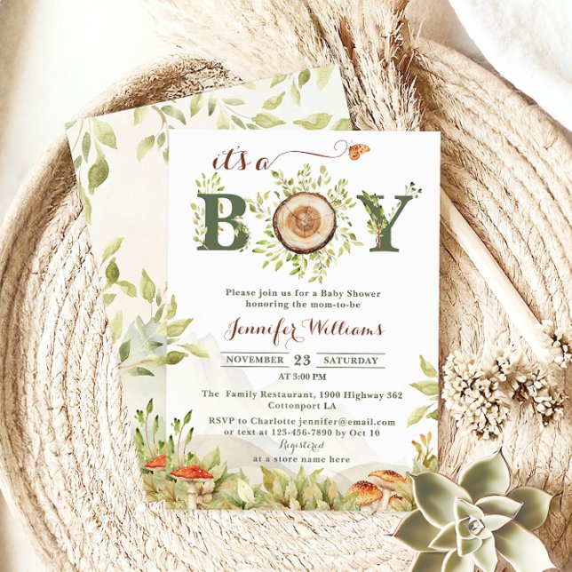 Invitación Bosque Rústico Es un Niño Baby Shower Forest (Subido por el creador)