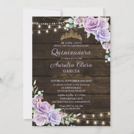 Invitación Bosque Rústico Floral Púrpura Encantado Quinceaner