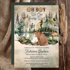 Invitación Bosque Rústico Oh Boy Bearly Wait Baby Shower