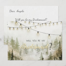 Invitación Bosque,Selva,Árboles de Pino,Luces de Cadena