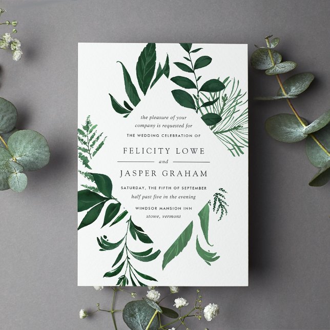 Invitación Bosque silvestre | Boda de follaje acuático verde (Subido por el creador)