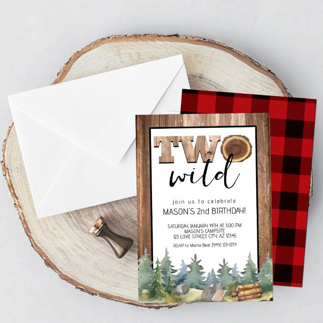 Invitación Bosque silvestre Dos cumpleaños de niño salvaje (Subido por el creador)