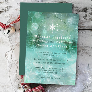Invitación Bosque Soñador Nevado Boda de Ensueño de Invierno