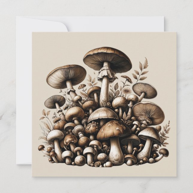 Invitación Bosque susurrador: Colección de patrones de hongos (Anverso)