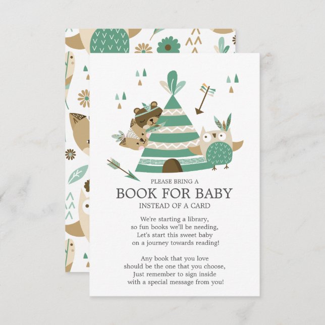 Invitación Bosque tribal silvestre un libro de Baby Shower pa (Anverso / Reverso)