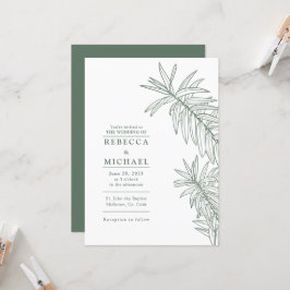 Invitación Bosque Verde Elegante Minimalista Botánico