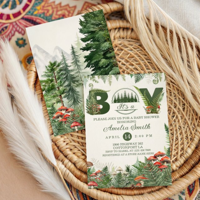 Invitación Bosque Verde Hongo Es un Niño Bosque (Subido por el creador)