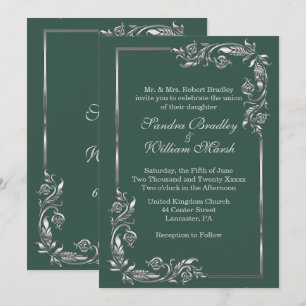 Invitación Bosque Verde Marco de Plata