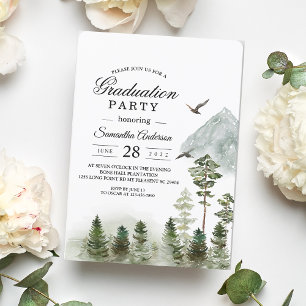 Invitación Bosque verde natural moderno Árboles acuarelas