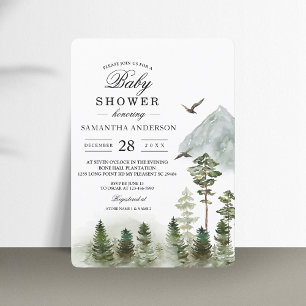Invitación Bosque verde natural moderno Árboles acuarelas