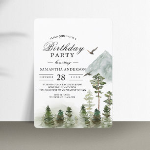 Invitación Bosque verde natural moderno Árboles acuarelas