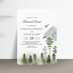 Invitación Bosque verde natural moderno Árboles acuarelas