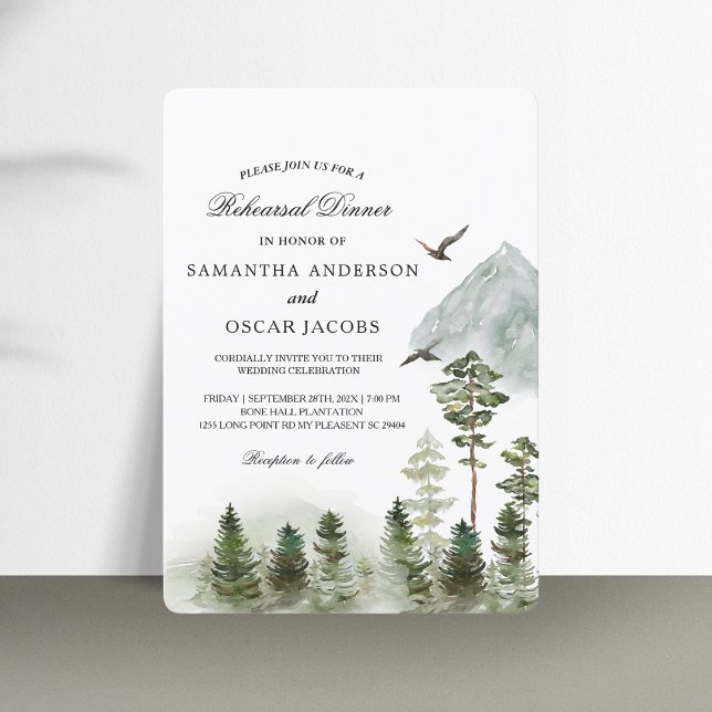 Invitación Bosque verde natural moderno | Árboles acuarelas (Subido por el creador)