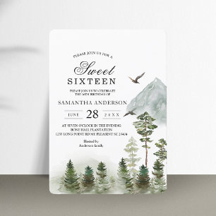 Invitación Bosque verde natural moderno Árboles acuarelas