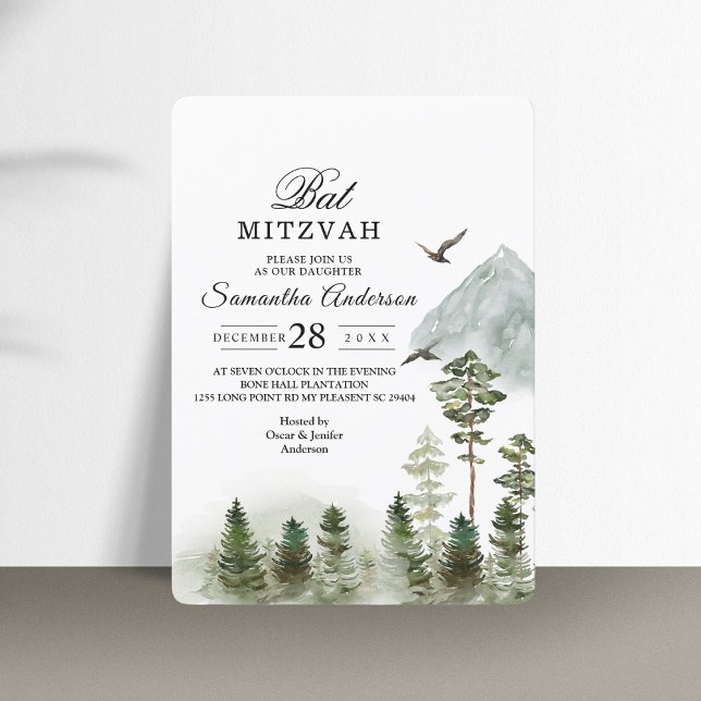 Invitación Bosque verde natural moderno | Árboles acuarelas (Subido por el creador)