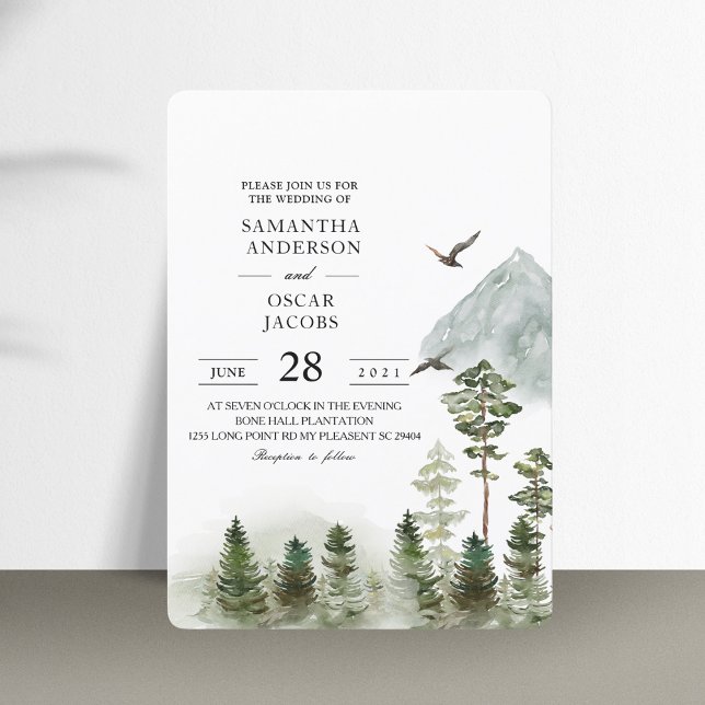 Invitación Bosque verde natural moderno | Árboles acuarelas (Subido por el creador)
