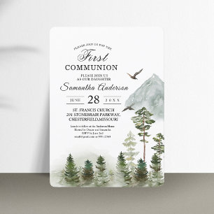 Invitación Bosque verde natural moderno Árboles acuarelas