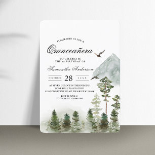 Invitación Bosque verde natural moderno Árboles acuarelas
