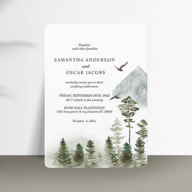 Invitación Bosque verde natural moderno | Árboles acuarelas (Subido por el creador)
