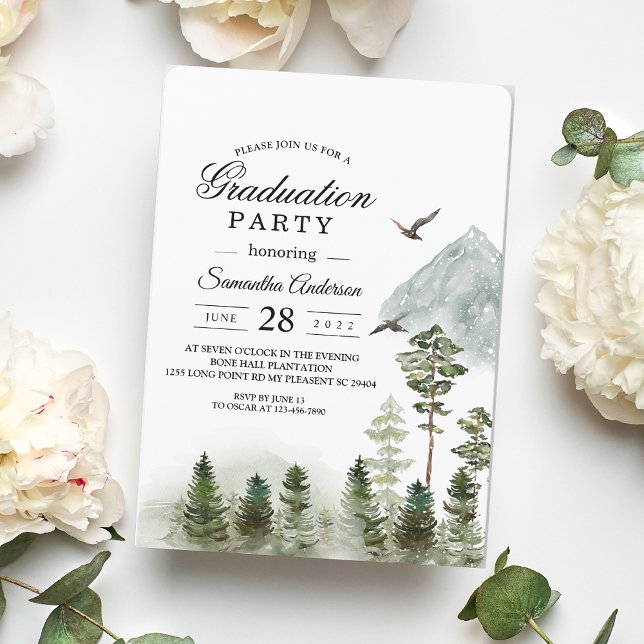 Invitación Bosque verde natural moderno | Árboles acuarelas (Subido por el creador)