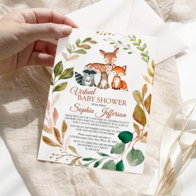 Invitación Bosque virtual Baby Shower de Woodland Animals (Subido por el creador)