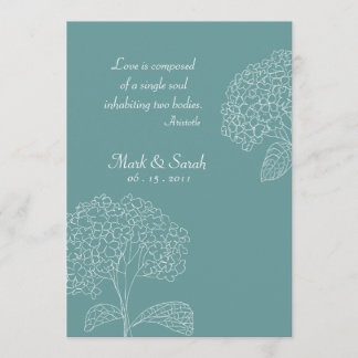 Invitación bosquejada del azul de los Hydrangeas