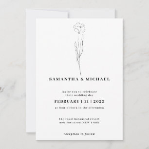 Invitación Bosquejo Floral Claro Botánico Indie
