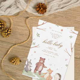 Invitación Bosques de animales bebé en Baby Shower en flor