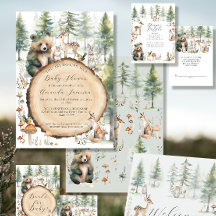 Bosques de Woodland Cute Animales con Baby Shower 