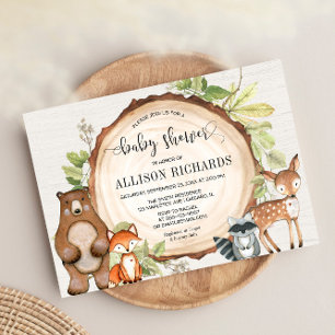 Invitación Bosques rústicos lindos animales del bosque ducha