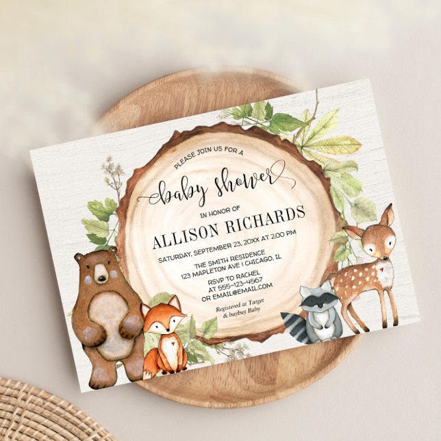 Invitación Bosques rústicos lindos animales del bosque ducha  (Subido por el creador)