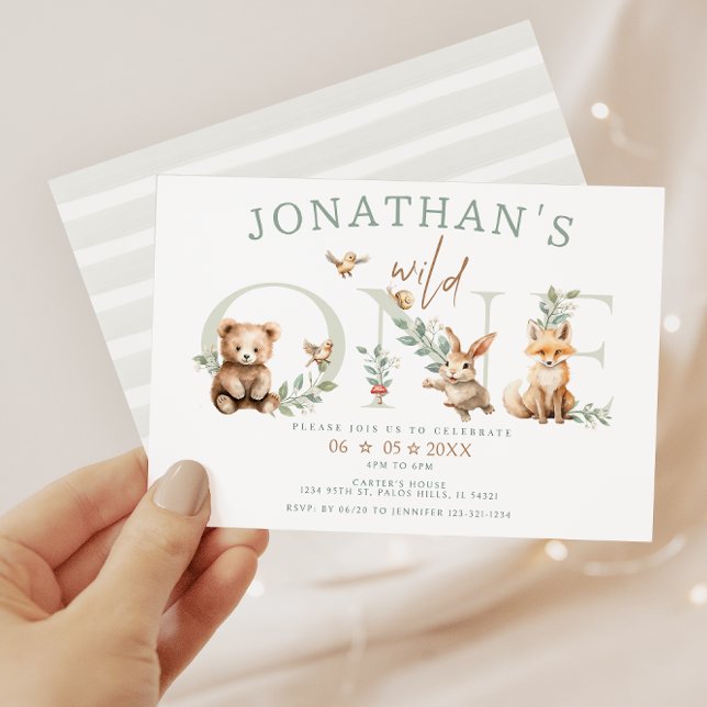 Invitación Bosques silvestres de un bosque 1.ᵉʳ Boy cumpleaño (Subido por el creador)