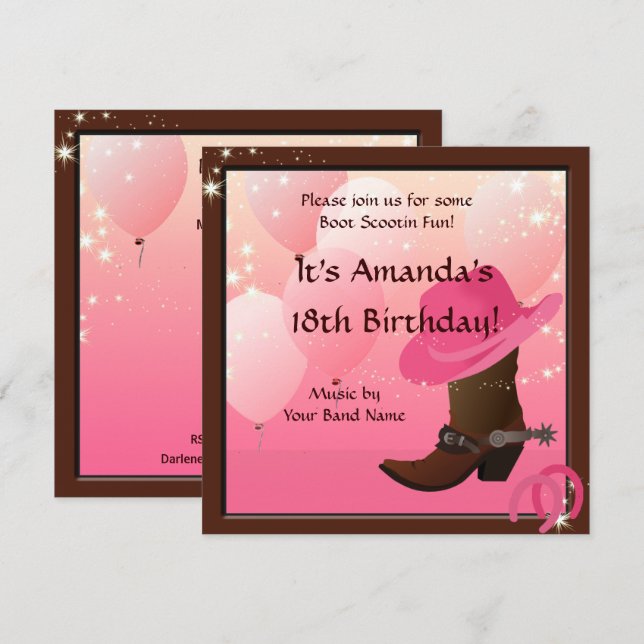Invitación Bostezo de la fiesta de cumpleaños de la niña Pers (Anverso / Reverso)