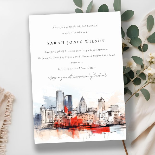 Invitación Boston Massachusetts City Scape Bridal Shower (Subido por el creador)
