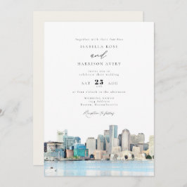 Invitación BOSTON Massachusetts Watercolor Skyline Boda