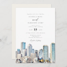 Invitación BOSTON Massachusetts Watercolor Skyline Boda En