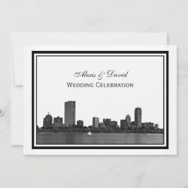 Invitación Boston Skyline Etched Framed H Boda