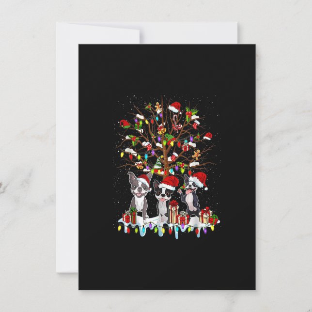 Invitación Boston Terrier Christmas Tree Funny Xmas Boston Te (Anverso)