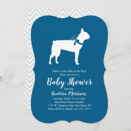 Invitación Boston Terrier Dog Baby Shower Blue Boy