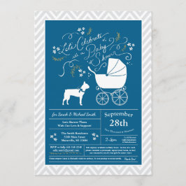 Invitación Boston Terrier Dog Baby Shower Blue Boy