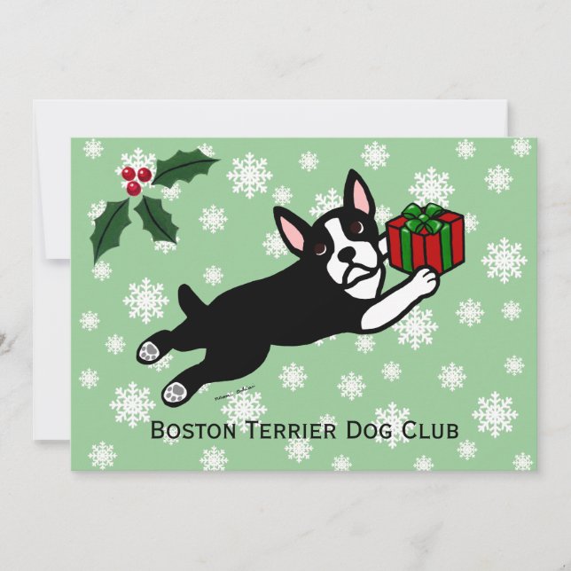 Invitación Boston Terrier Navidades 2 Personalizados de copas (Anverso)